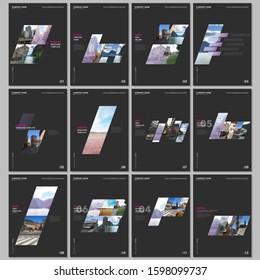 Creative brochure templates with colorful gradient geometric background. Covers design templates for flyer, leaflet, brochure, report, presentation, advertising, magazine.