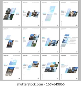 Creative brochure templates with colorful gradient geometric background. Covers design templates for flyer, leaflet, brochure, report, presentation, advertising, magazine.
