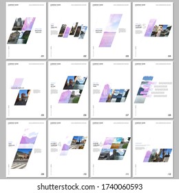Creative brochure templates with colorful gradient geometric background. Covers design templates for flyer, leaflet, brochure, report, presentation, advertising, magazine.