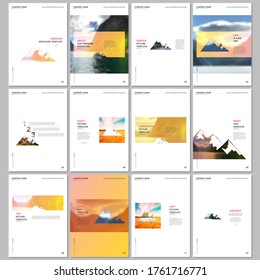 Creative brochure templates. Covers design templates for flyer, leaflet, brochure, report, presentation, magazine. Background for tourist camp, nature tourism, camping. Aadventure design concept.