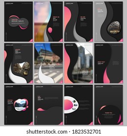 Creative brochure templates with fluid colorful trendy gradients geometric shapes. Covers design templates for flyer, leaflet, brochure, report, presentation, advertising, magazine.