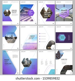 Creative brochure templates with hexagonal design background, hexagon style pattern. Covers design templates for flyer, leaflet, brochure, report, presentation, advertising, magazine.