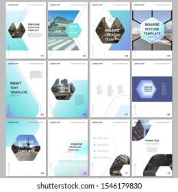 Creative brochure templates with hexagonal design background, hexagon style pattern. Covers design templates for flyer, leaflet, brochure, report, presentation, advertising, magazine.