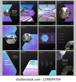 Creative brochure templates with hexagonal design background, hexagon style pattern. Covers design templates for flyer, leaflet, brochure, report, presentation, advertising, magazine.