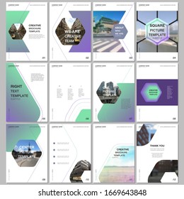 Creative brochure templates with hexagonal design background, hexagon style pattern. Covers design templates for flyer, leaflet, brochure, report, presentation, advertising, magazine.