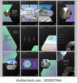 Creative brochure templates with hexagonal design background, hexagon style pattern. Covers design templates for flyer, leaflet, brochure, report, presentation, advertising, magazine.