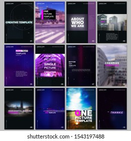 Plantillas de folletos creativos con líneas, puntos y círculos. Cubre las plantillas de diseño para el volante del festival de música electrónica, folleto, folleto, folleto, informe, presentación, publicidad. Concepto de fiesta musical de Electro