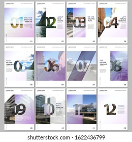 Creative brochure templates with numbers. Easy to edit and customize. Covers design templates for flyer, leaflet, brochure, report, presentation, advertising, magazine.