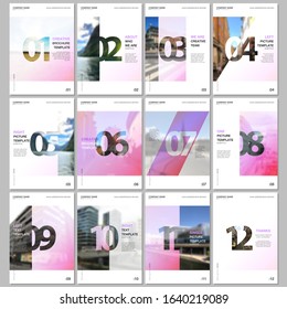 Creative brochure templates with numbers. Easy to edit and customize. Covers design templates for flyer, leaflet, brochure, report, presentation, advertising, magazine.