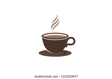 Creative Brown Coffee Cup Mug Logo Symbol Vector Design Illustration