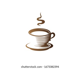 Creative Brown Coffee Mug Logo Design Vector Symbol Illustration