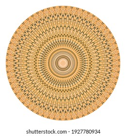 Creative brown points round symbol. Abstract symmetrical logo. Mosaic coffee beads. Circle dots modern pixel floral art icon. Chocolate pattern ornament wheel decorative illustration eps10.