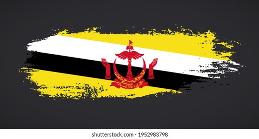 Creative Brunei country grungy brush flag for national day