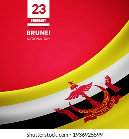 Creative Brunei flag on fabric texture. Vintage style national day background