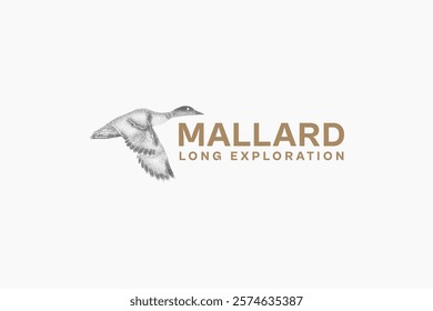 creative brush art of mallard icon logo design vector illustration. silhouette duck, and bird symbol logo vector design template with dot art and modern styles isolated on white background