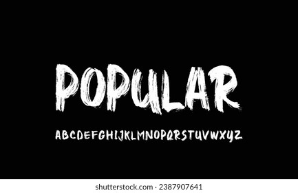 Fuente de pincel creativo. Letras y números de pinceles escritos a mano en mayúsculas. Escritura vectorial de material para el diseño tipográfico.