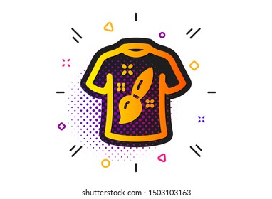 Creative brush sign. Halftone circles pattern. T-shirt design icon. T shirt Graphic art symbol. Classic flat t-shirt design icon. Vector