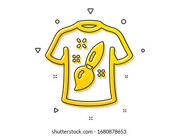 Kreatives Pinselzeichen. T-Shirt-Design-Symbol. T-Shirt Symbol Grafische Kunst. Gelbe Kreise Muster. Klassisches T-Shirt-Design-Symbol. Geometrische Elemente. Vektorillustration