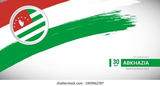 Creative brush stroke with flag of Abkhazia country. Happy Independence day background with grunge flag