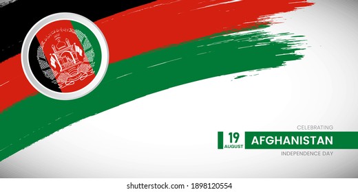 Kreativer Pinselstrich mit der Flagge des Landes Afghanistan. Happy Independence Day Hintergrund mit Grunge-Flagge