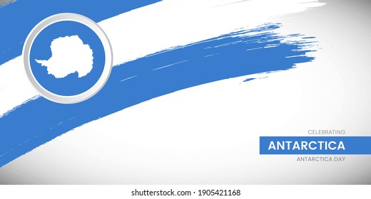 Un pincel creativo con bandera del país de la Antártida. Feliz Día de la Antártida con bandera gruesa