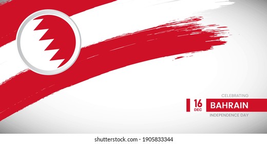 Creative brush stroke with flag of Bahrain country. Happy Independence day background with grunge flag