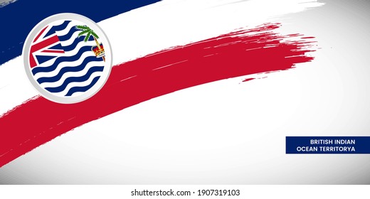 Un pincel creativo con bandera del Territorio Británico del Océano Índico. Feliz Día Nacional de fondo con bandera gruesa