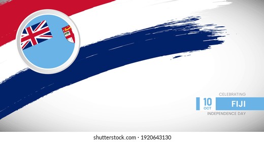 Kreativer Pinselstrich mit der Flagge des Fidschi-Landes. Happy Independence Day Hintergrund mit Grunge-Flagge