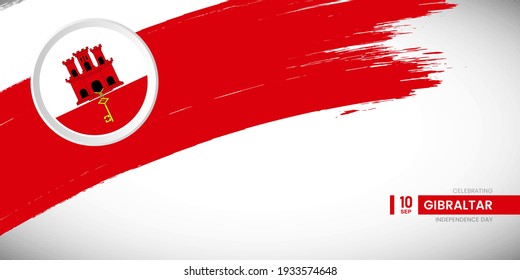 Creative brush stroke with flag of Gibraltar country. Happy liberation day background with grunge flag