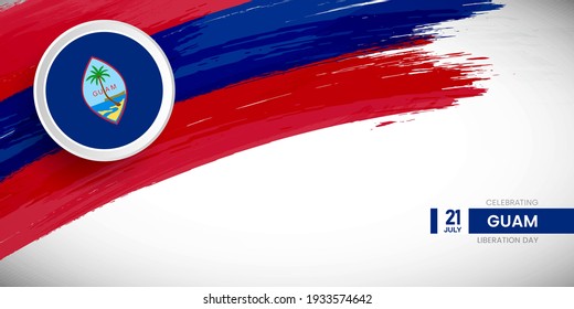 Kreativer Pinselstrich mit der Flagge des Landes Guam. Happy Liberty Day Hintergrund mit Grunge-Flagge