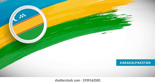 Golpe creativo de pincel con bandera del país de Karakalpakstan. Feliz Día de la Independencia con una bandera gruesa
