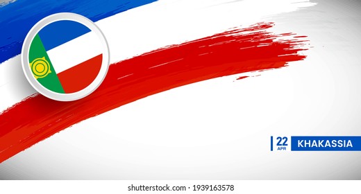Creative brush stroke with flag of Khakassia country. Happy national day background with grunge flag