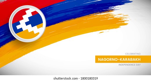 Creative brush stroke with flag of Nagorno-Karabakh republic country. Happy Independence day background with grunge flag