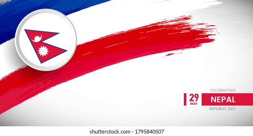 Creative brush stroke with flag of Nepal country. Happy republic day background with grunge flag