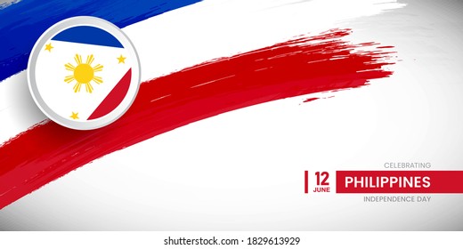 Golpe creativo de pincel con bandera del país de Filipinas. Feliz Día de la Independencia con una bandera gruesa