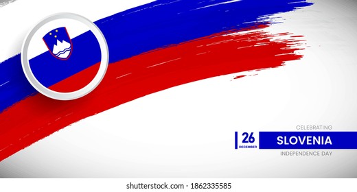 Traje creativo de pincel con bandera del país de Eslovenia. Feliz Día de la Independencia con una bandera gruesa