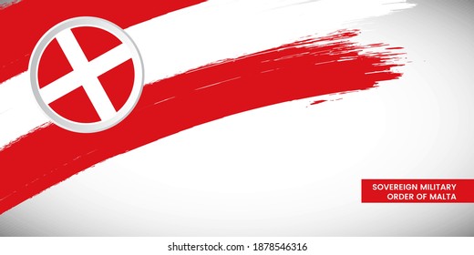 Golpe creativo de pincel con bandera de la Orden Soberana Militar del país de Malta. Feliz Día Nacional de fondo con bandera gruesa