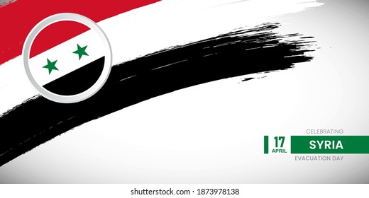 Un pincel creativo con la bandera del país sirio. Feliz Día de la Independencia con una bandera gruesa