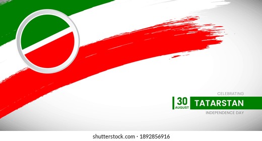 Creative brush stroke with flag of Tatarstan country. Happy Independence day background with grunge flag
