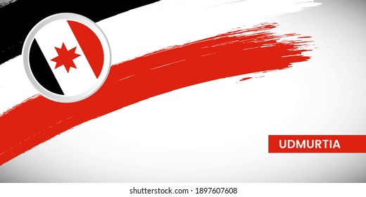 Creative brush stroke with flag of Udmurtia country. Happy national day background with grunge flag