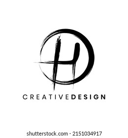 Creative brush stroke letter H logo design vector