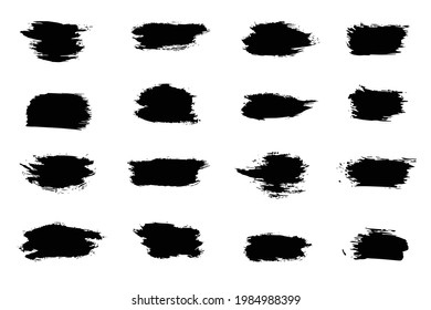 Creative brush strokes of paint brush for art design. Big collection of abstract vector black and white brushes.