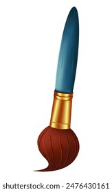 Creative brush. Tool for drawing and painting. Cartoon, vector, closeup. Concept for children's learning, education, art studio. Use for cards, illustrations, books, print, collage and web design. 