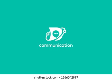 chat de burbuja creativa con conexión de punto para el logotipo de comunicación. plantilla de icono moderna basada en vector.