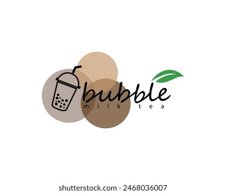creative bubble ,cup drink ,and leaf logo design