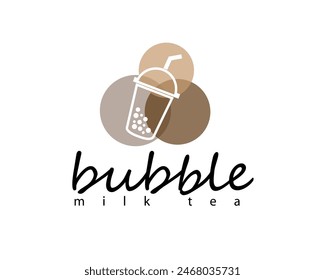 creative bubble and cup drink logo design