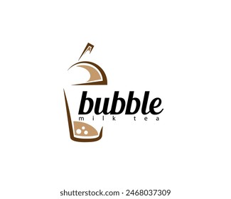 creative bubble and cup drink logo design