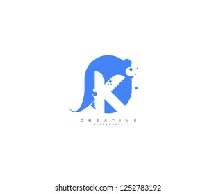 Creative Bubble Smooth Rectangle with Dots Initial K Letter Logo Design