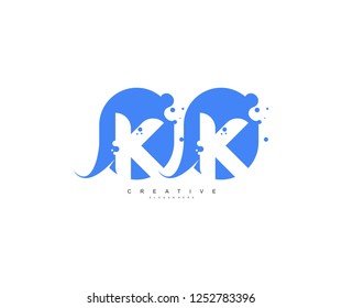 Creative Bubble Smooth Rectangle with Dots Initial KK Letter Logo Design