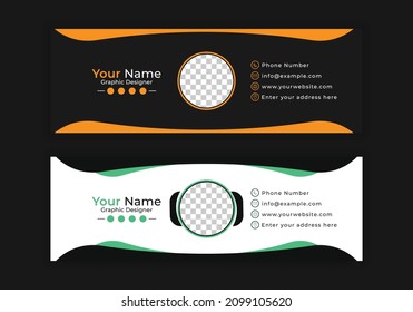 Creative Buesiness Email Signature Template Design. With Two Types Of Different Designs And Vector illustrations. And Two Colors Variations